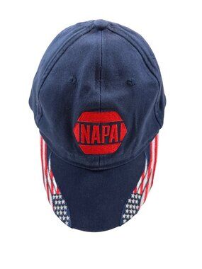 NAPA Navy Blue Adjustable Baseball Cap With American Flag Brim